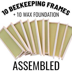 Beekeeping Equipment 10 Medium Frames + 10 Wax Foundation ASSEMBLED For Super Bo